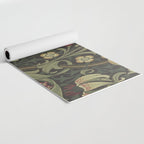William Morris Vintage Golden Lily Black Charcoal Olive Green Yoga Mat Gallery Image 2