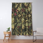 William Morris Vintage Golden Lily Black Charcoal Olive Green Window Curtain Gallery Image 5
