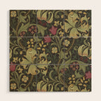 William Morris Vintage Golden Lily Black Charcoal Olive Green Wood Wall Art Gallery Image 1