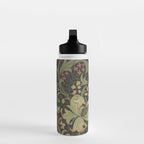 William Morris Vintage Golden Lily Black Charcoal Olive Green Water Bottle Gallery Image 3