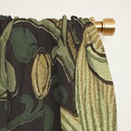 William Morris Vintage Golden Lily Black Charcoal Olive Green Window Curtain Gallery Image 2
