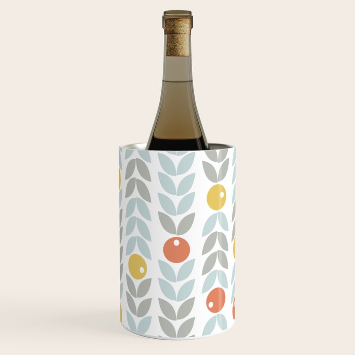 Mid Century Modern Retro Leaf and Circle Pattern Wine Chiller Gallery Image 1