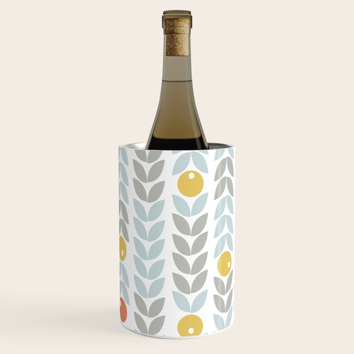 Mid Century Modern Retro Leaf and Circle Pattern Wine Chiller Gallery Image 2