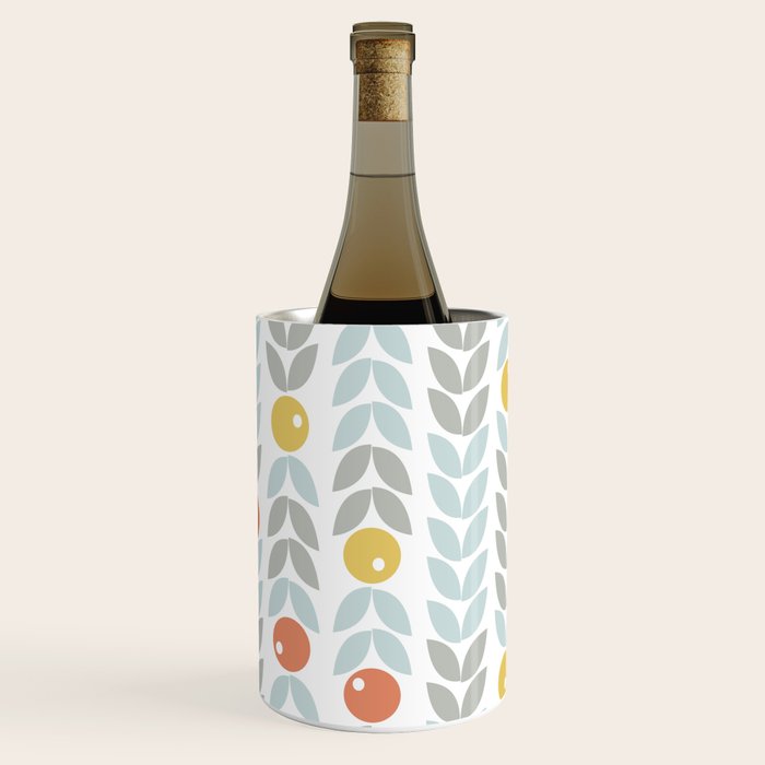 Mid Century Modern Retro Leaf and Circle Pattern Wine Chiller Gallery Image 3
