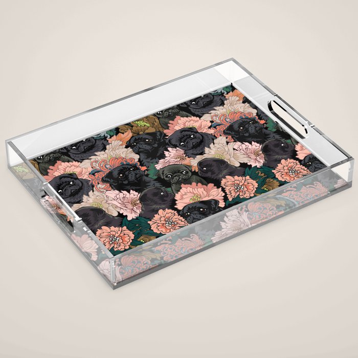 Because Black Pug Acrylic Tray Gallery Image 1