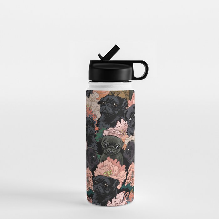Because Black Pug Water Bottle Gallery Image 1