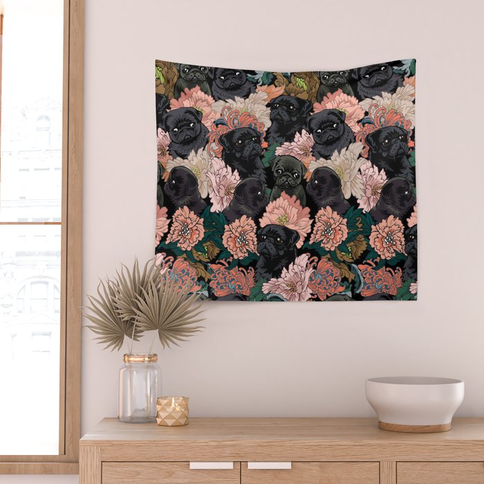 Because Black Pug Wall Tapestry Gallery Image 2