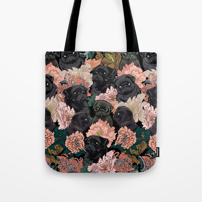 Because Black Pug Tote Bag Gallery Image 1