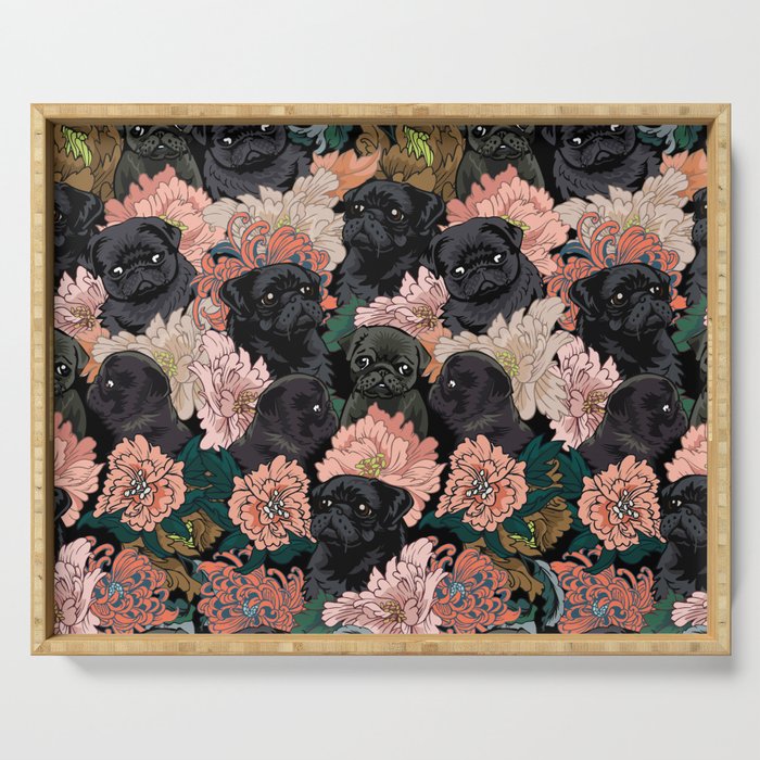 Because Black Pug Serving Tray Gallery Image 1