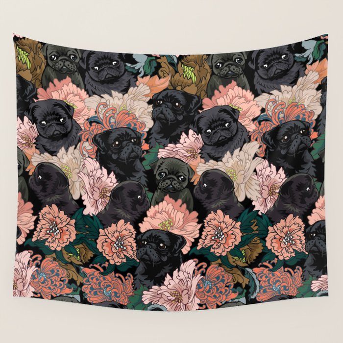 Because Black Pug Wall Tapestry Gallery Image 4