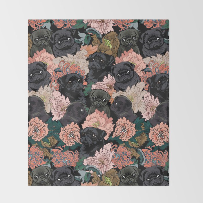 Because Black Pug Throw Blanket Gallery Image 2