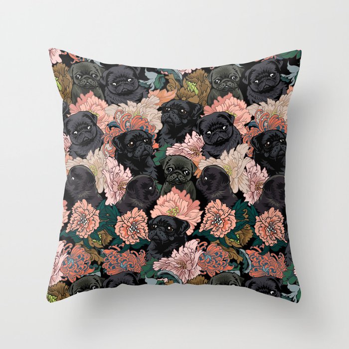 Because Black Pug Throw Pillow Gallery Image 6