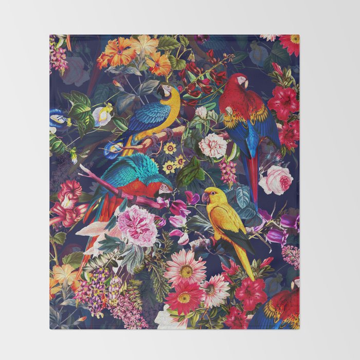 Floral and Birds XLV Throw Blanket Gallery Image 2