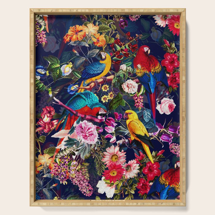 Floral and Birds XLV Serving Tray Gallery Image 1