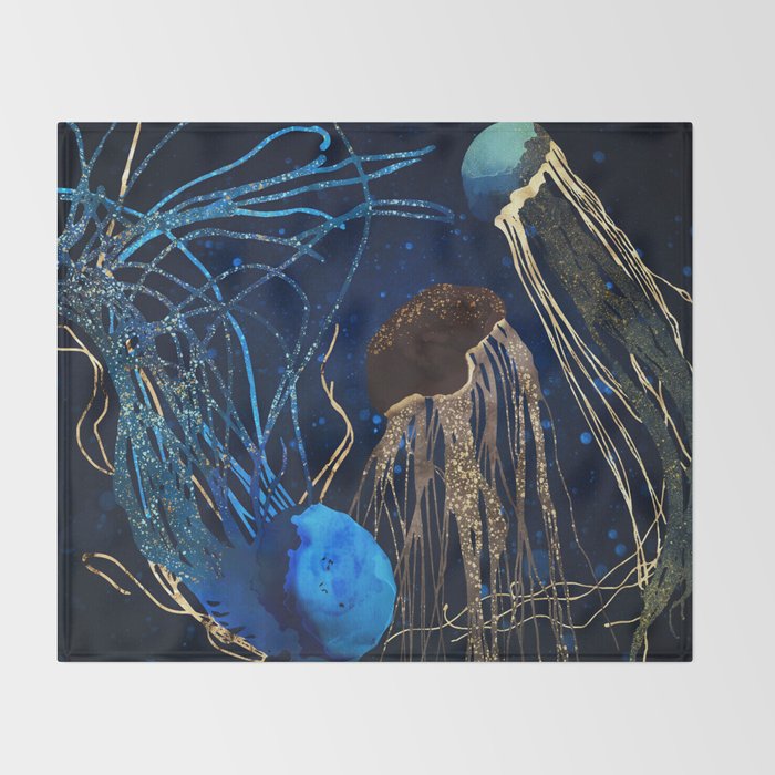Metallic Jellyfish IV Throw Blanket Gallery Image 2