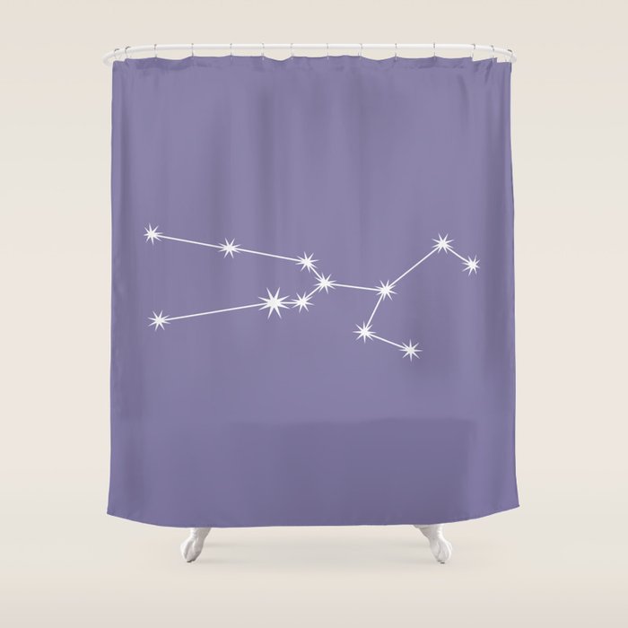 Taurus Zodiac Star Constellation Line Art Lavender Purple Shower Curtain Gallery Image 1
