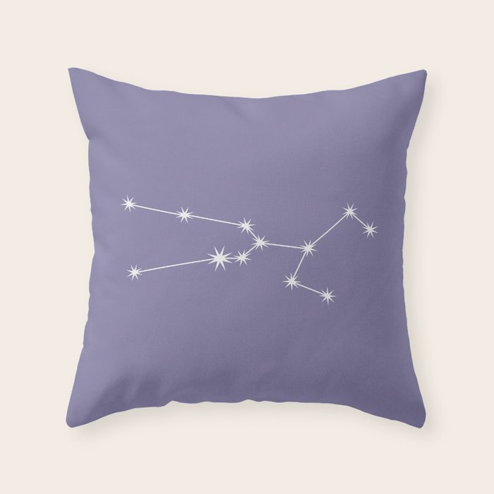 Taurus Zodiac Star Constellation Line Art Lavender Purple Throw Pillow Gallery Image 6