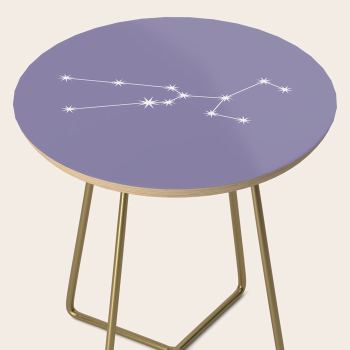 Taurus Zodiac Star Constellation Line Art Lavender Purple Side Table Gallery Image 2