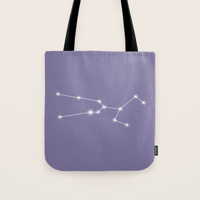 Taurus Zodiac Star Constellation Line Art Lavender Purple Tote Bag Gallery Image 1
