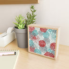Festive, Flowers in Red, Teal and Gray Mini Art Print Gallery Image 2