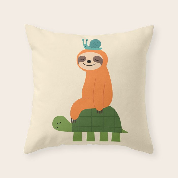 Slow Friends Club Throw Pillow Gallery Image 1