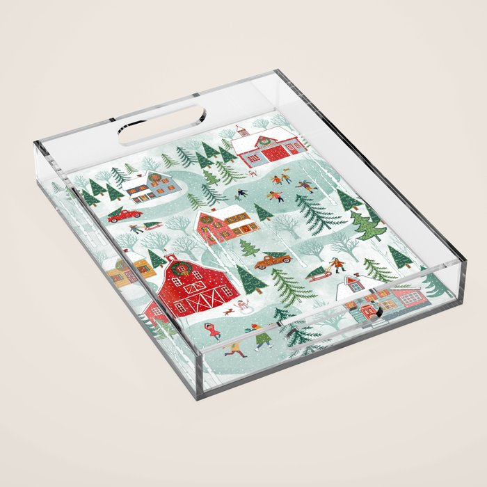 New England Christmas Acrylic Tray Gallery Image 1