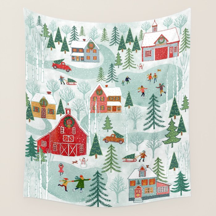 New England Christmas Wall Tapestry Gallery Image 4