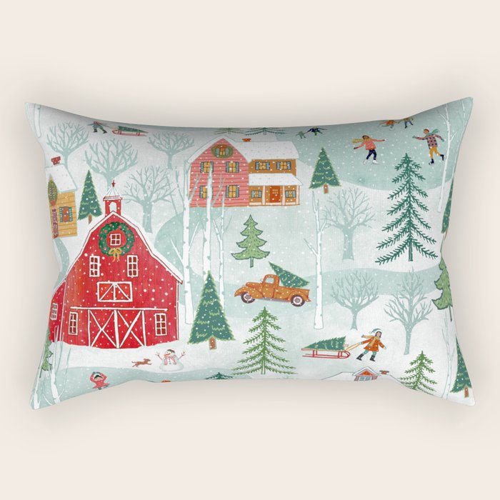New England Christmas Rectangular Pillow Gallery Image 1