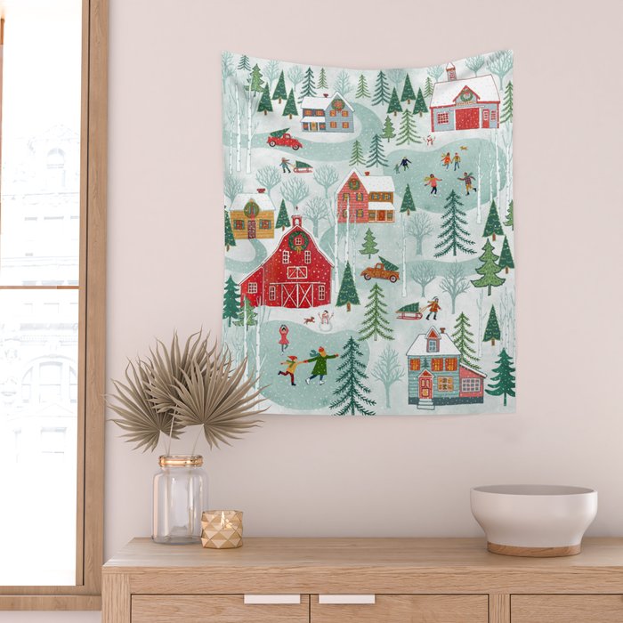 New England Christmas Wall Tapestry Gallery Image 2