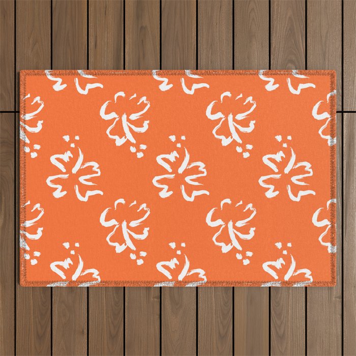 Tropical summer flower pattern art Outdoor Rug Gallery Image 1