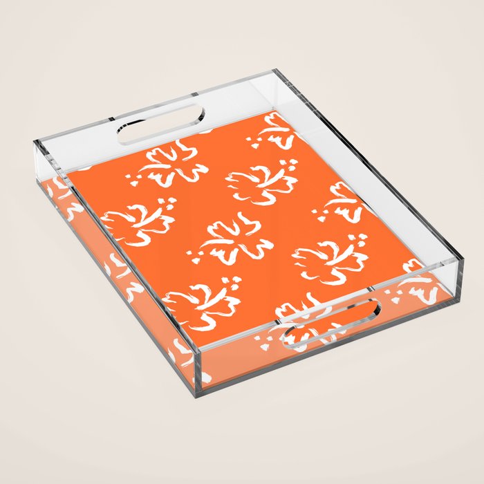 Tropical summer flower pattern art Acrylic Tray Gallery Image 1