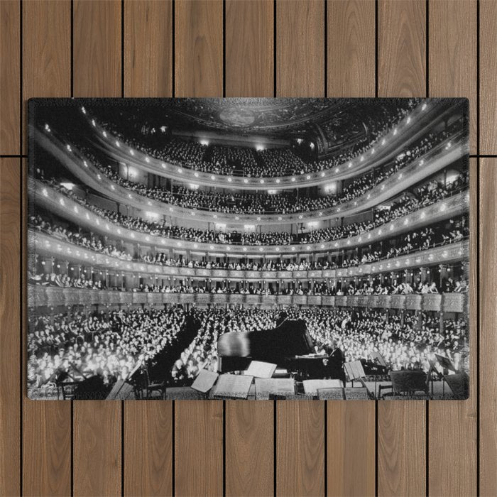 Metropolitan Opera House, New York City black and white photography / black and white photographs Outdoor Rug Gallery Image 1