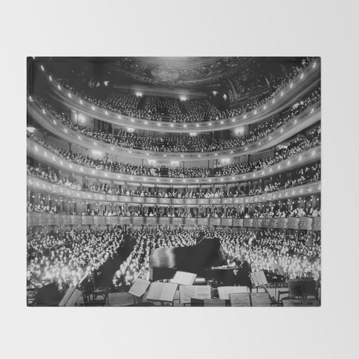 Metropolitan Opera House, New York City black and white photography / black and white photographs Throw Blanket Gallery Image 2