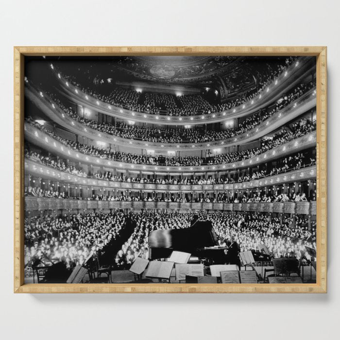 Metropolitan Opera House, New York City black and white photography / black and white photographs Serving Tray Gallery Image 1