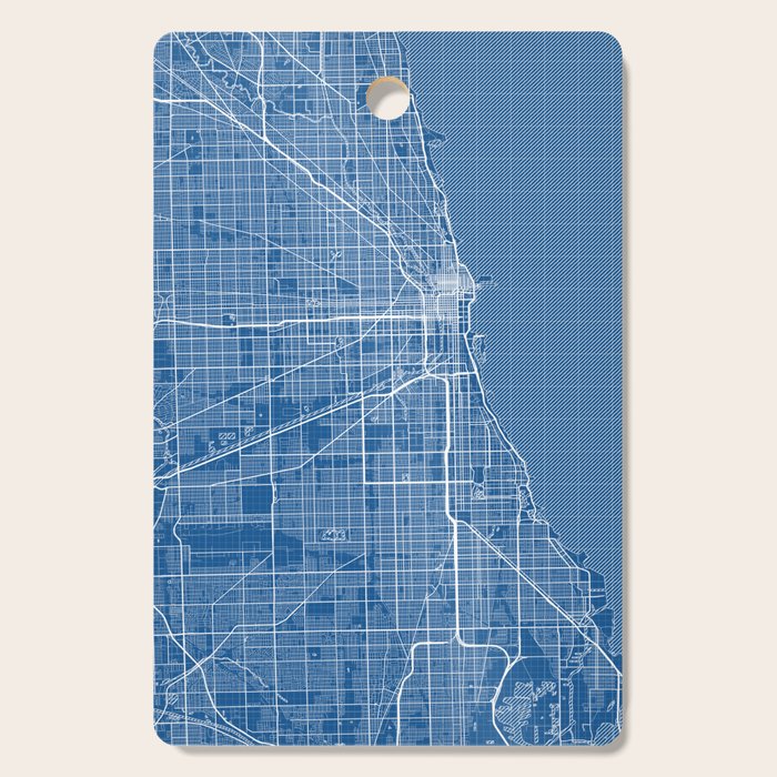 Chicago City Map of the United States - Blueprint Cutting Board Gallery Image 1