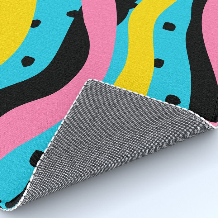 Colorful retro neon stripe art pattern Rug Gallery Image 4