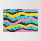 Colorful retro neon stripe art pattern Rug Gallery Image 2