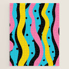 Colorful retro neon stripe art pattern Jigsaw Puzzle Gallery Image 1