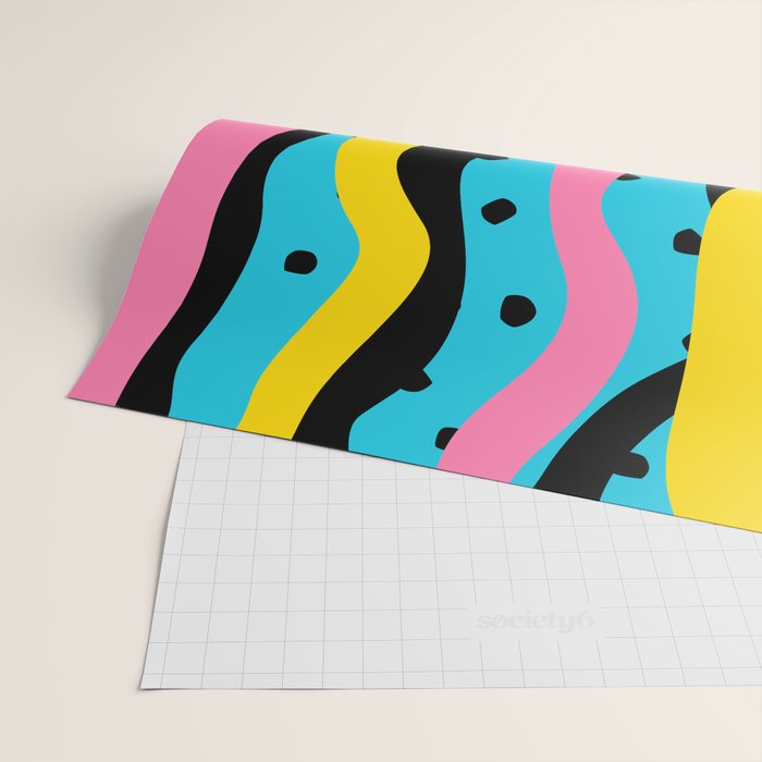 Colorful retro neon stripe art pattern Wrapping Paper Gallery Image 2