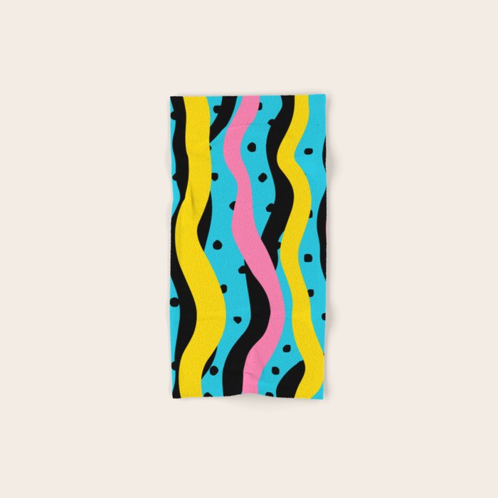 Colorful retro neon stripe art pattern Bath Towel Gallery Image 1