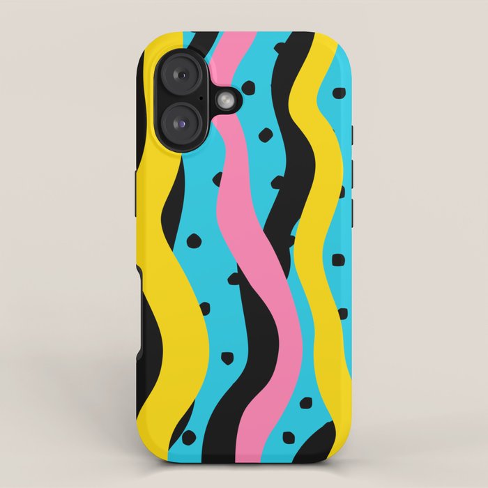 Colorful retro neon stripe art pattern iPhone Case Gallery Image 1