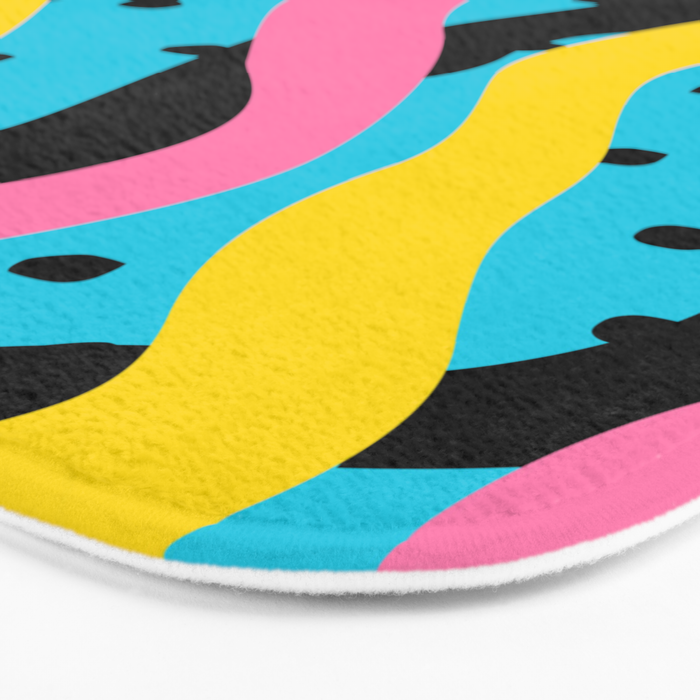 Colorful retro neon stripe art pattern Bath Mat Gallery Image 3