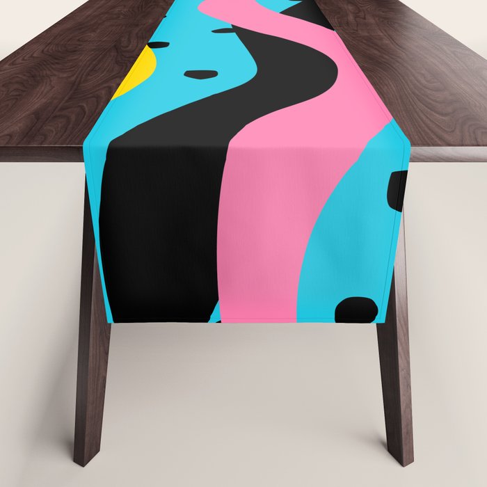Colorful retro neon stripe art pattern Table Runner Gallery Image 1