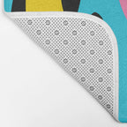 Colorful retro neon stripe art pattern Bath Mat Gallery Image 2