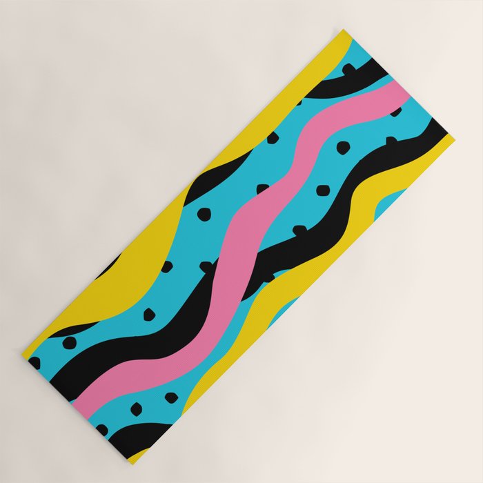 Colorful retro neon stripe art pattern Yoga Mat Gallery Image 1