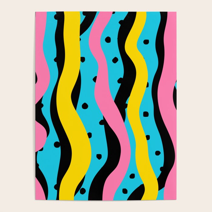 Colorful retro neon stripe art pattern Poster Gallery Image 4