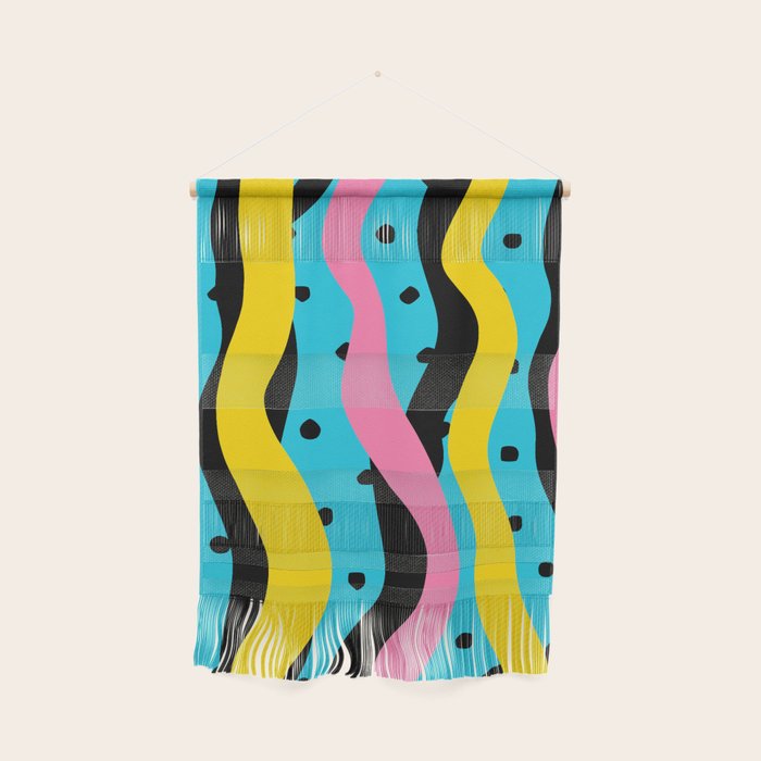 Colorful retro neon stripe art pattern Wall Hanging Gallery Image 1