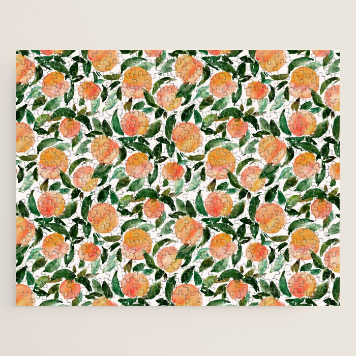 GEORGIA PEACHES Watercolor Peach Print Jigsaw Puzzle Gallery Image 1