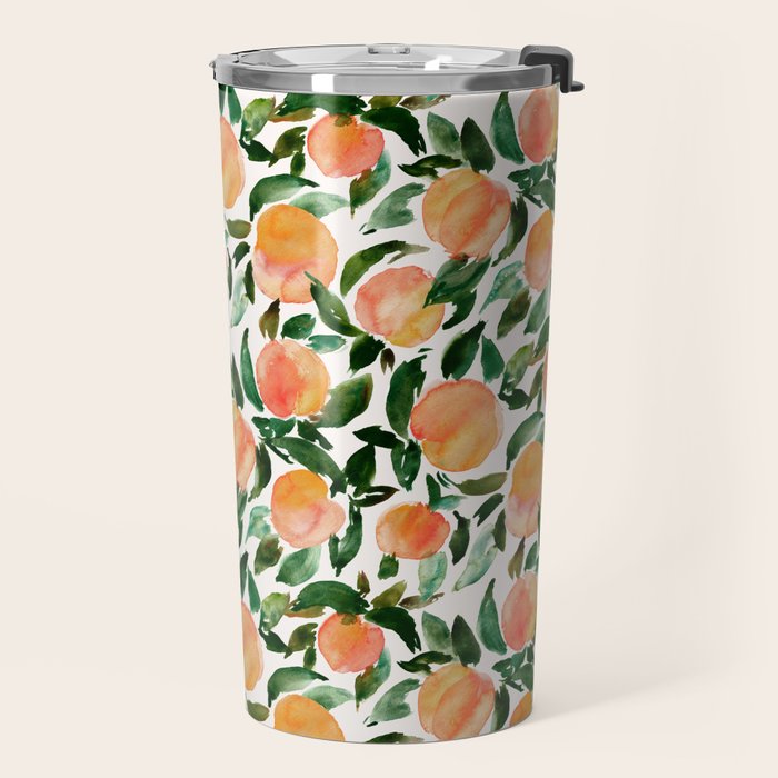 GEORGIA PEACHES Watercolor Peach Print Travel Mug Gallery Image 2