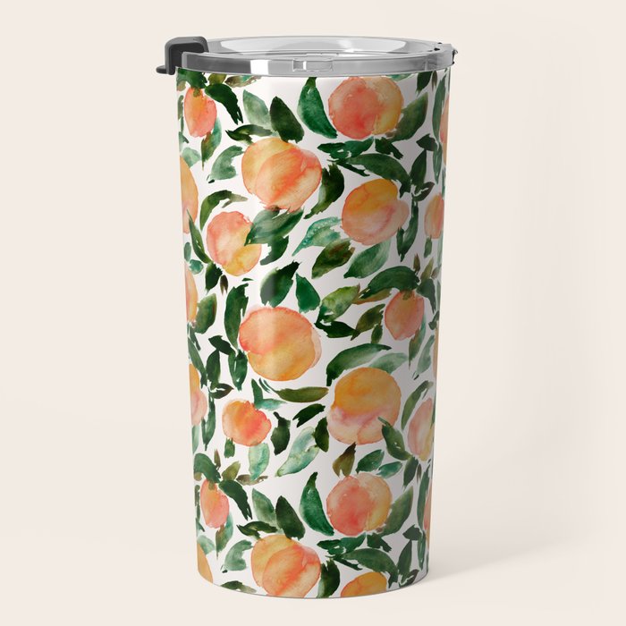 GEORGIA PEACHES Watercolor Peach Print Travel Mug Gallery Image 3
